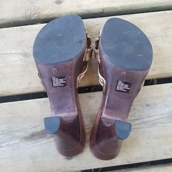 Vintage 90s y2k BRATZ Wood Leather‎ Heeled Sandals - Picture 6 of 9